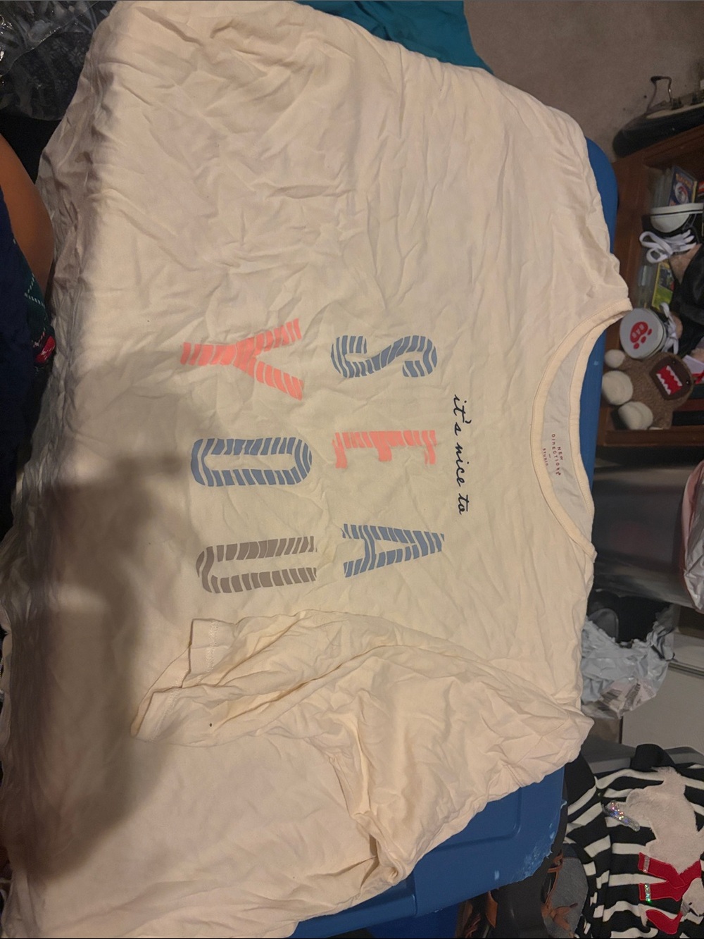 Kids 'Sea You' Graphic Tee - Cream with Blue & Coral Print